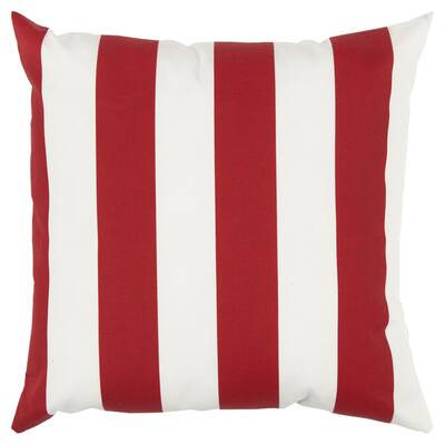 Red Stripe Polyester Indoor/Outdoor Throw Pillow