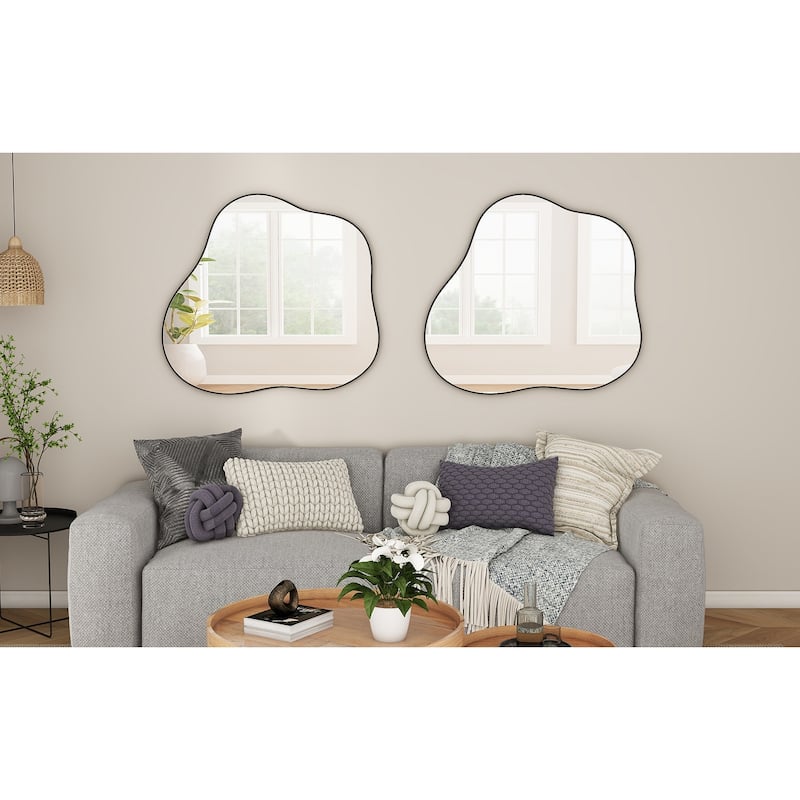 31.5" x 29.5" Irregular Cloud-Shaped Metal Accent Wall Mirror - Black