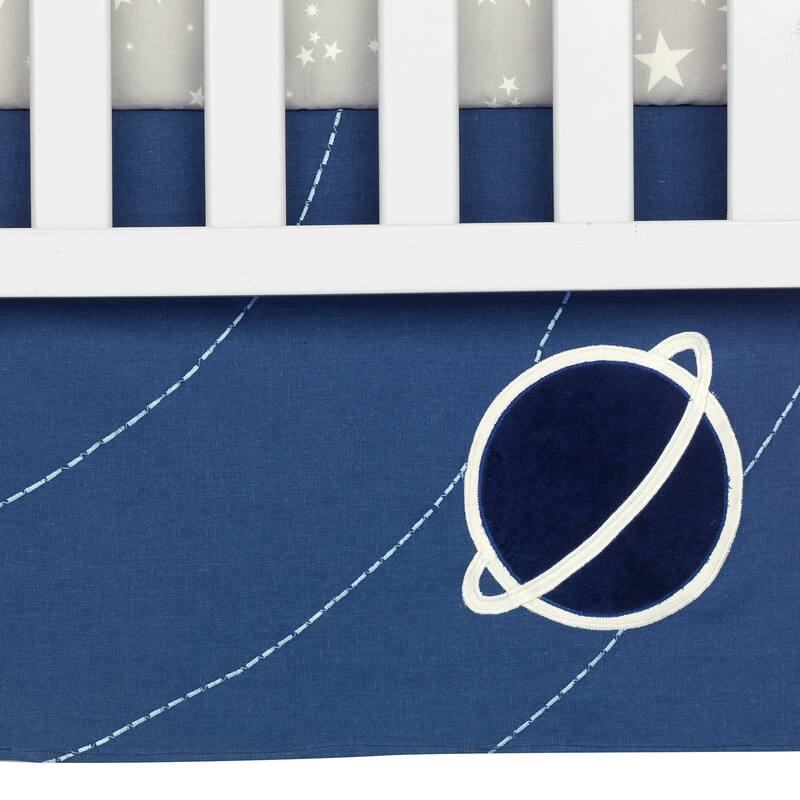 Lambs & Ivy Milky Way Blue/Gray Space Galaxy 4-Piece Nursery Baby Crib Bedding Set