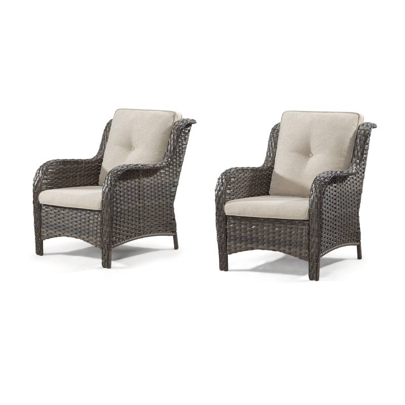 Cozywor 2-Piece Outdoor Patio Ratten Wicker Lounge Chair WIth Cushion