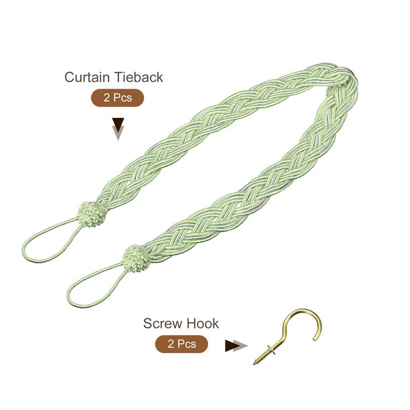 23" Curtain Tiebacks Braid Drapery Holdback Holder with Hooks