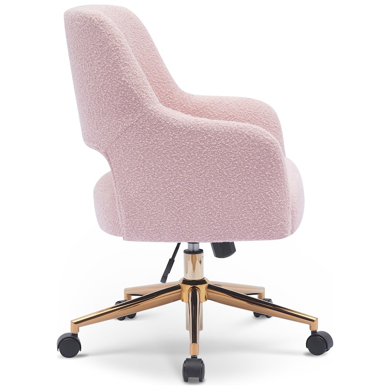 Boucle Upholstered Office/ Desk Chair - Swivel/ Adjustable Height (Set of 2)