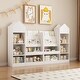 preview thumbnail 20 of 22, Children's Wooden Bookshelf and Toy Storage Organizer with Bookcase, 6 Compartments, and 2 Baskets