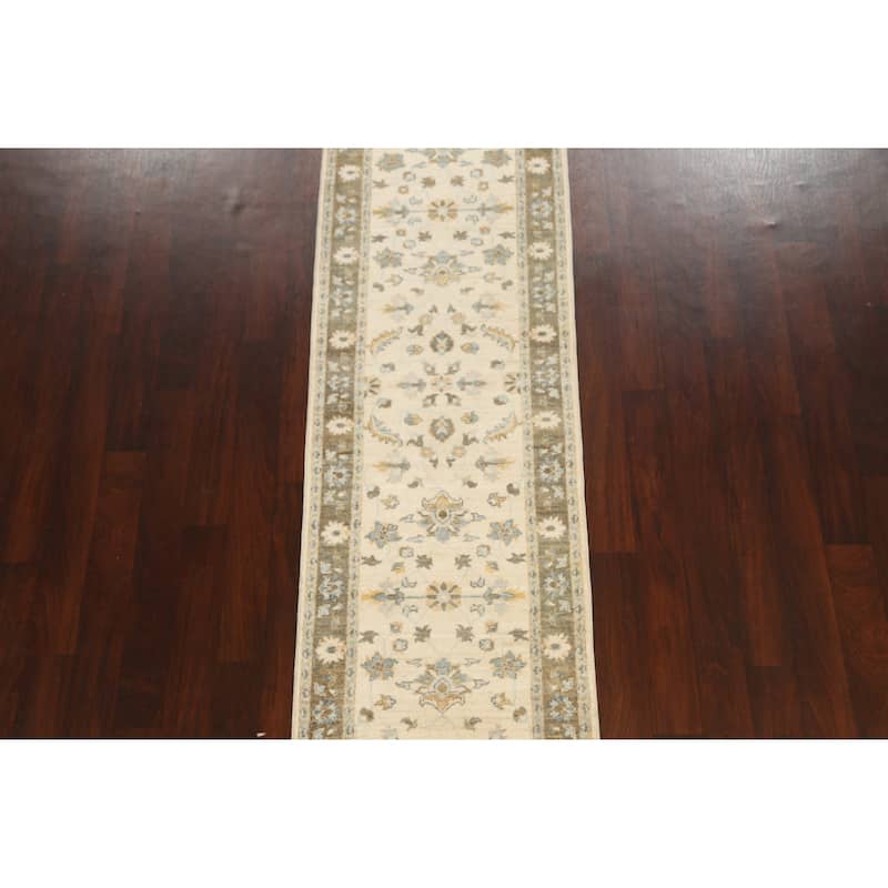 Floral Vegetable Dye Peshawar Chobi Oriental Runner Rug Hand-knotted - 2'7" x 10'0"