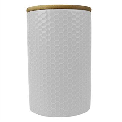 Honeycomb Large Ceramic Canister, Beige