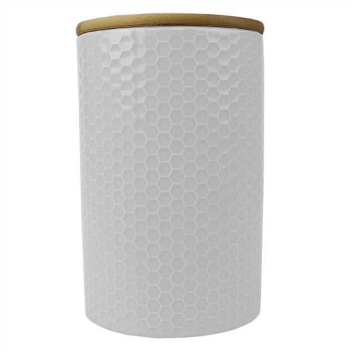 Honeycomb Large Ceramic Canister, Beige