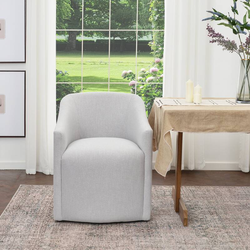KINWELL 25" Performance Fabric Upholstered Rolling Dining Armchair