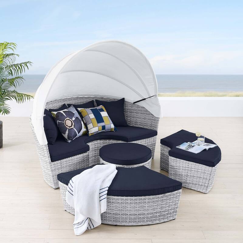 Scottsdale Canopy Outdoor Patio Daybed - Navy
