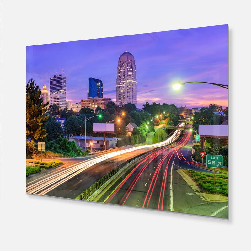 Winston Salem North Carolina - Cityscape Glossy Metal Wall Art