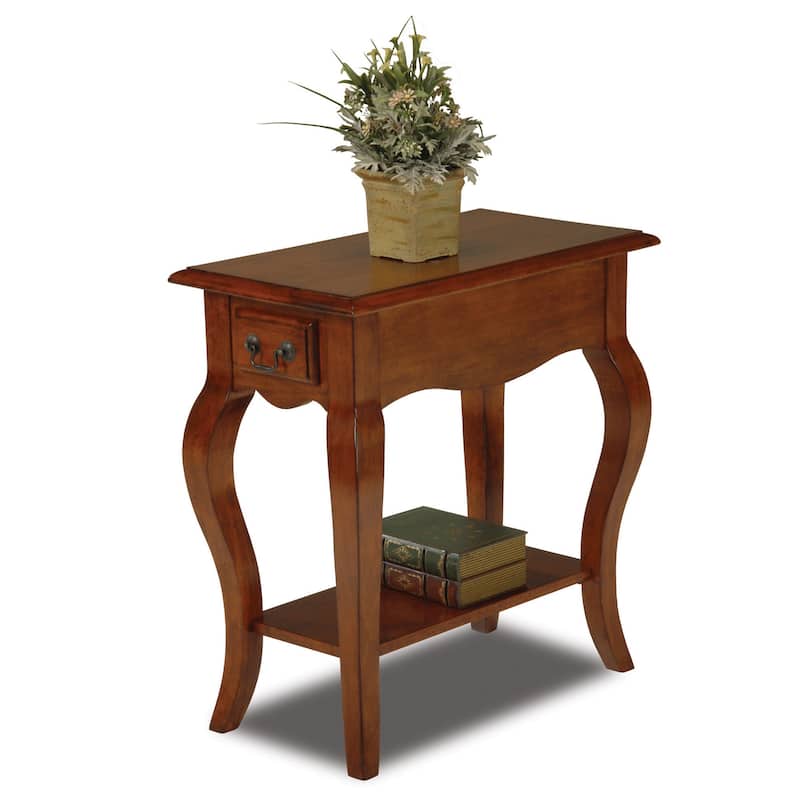 Brown Cherry/ Slate Solid Wood Side Table - Brown Cherry