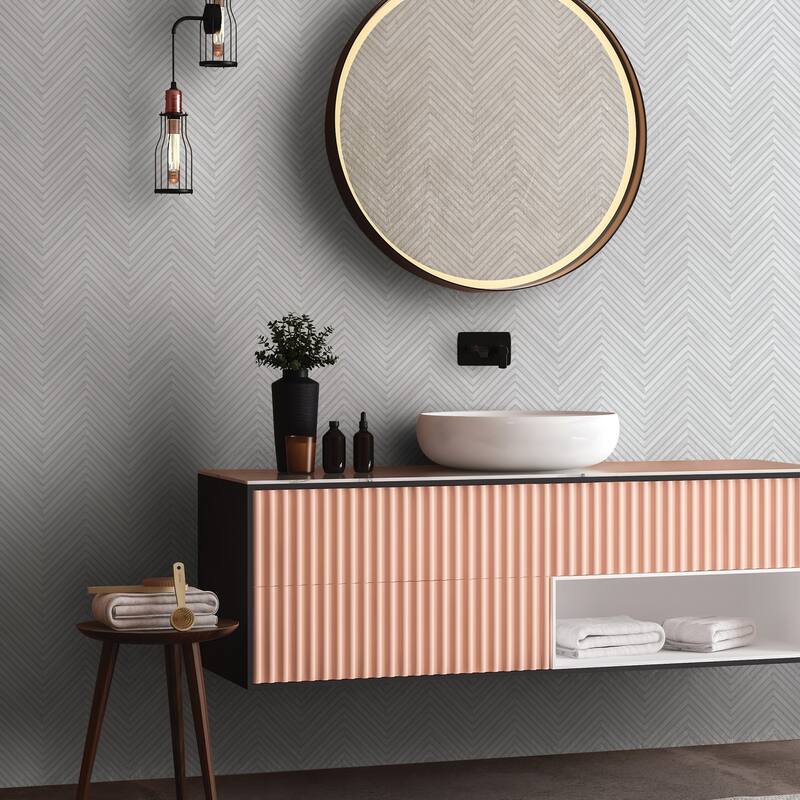Galerie Wallcoverings Woods and Wicker Collection Herringbone Wood Effect Matte Finish Vinyl on Non-woven Wallpaper Roll