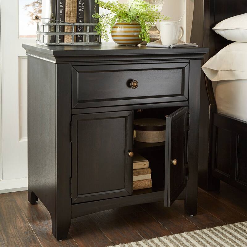 Ediline 1-drawer Wood Cupboard Nightstand with Charging Station by iNSPIRE Q Classic