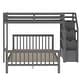 preview thumbnail 11 of 15, Elegant Twin over Full Loft Bed with Staircase, Ladder with 3 Storage Grids, Sturdy Construction & Safety Guaranteed, Grey