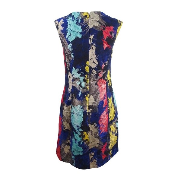 NEW Size 4 Ellen Tracy Women/'s Sleeveless Sheath Dress Blue Multi W//Pockets