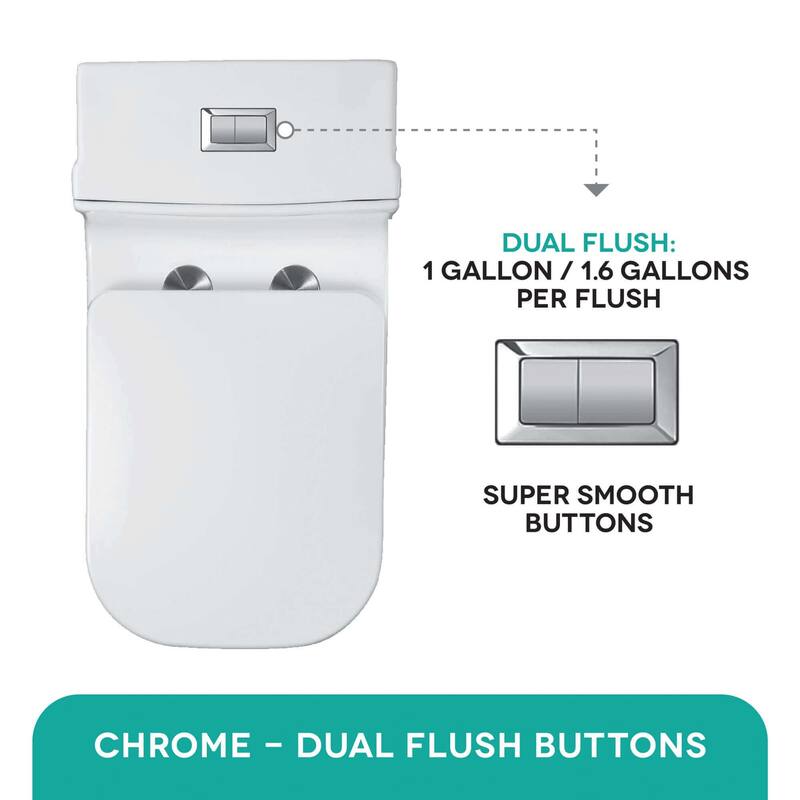 Fine Fixtures Dual-Flush Elongated One-Piece Toilet with High Efficiency Flush