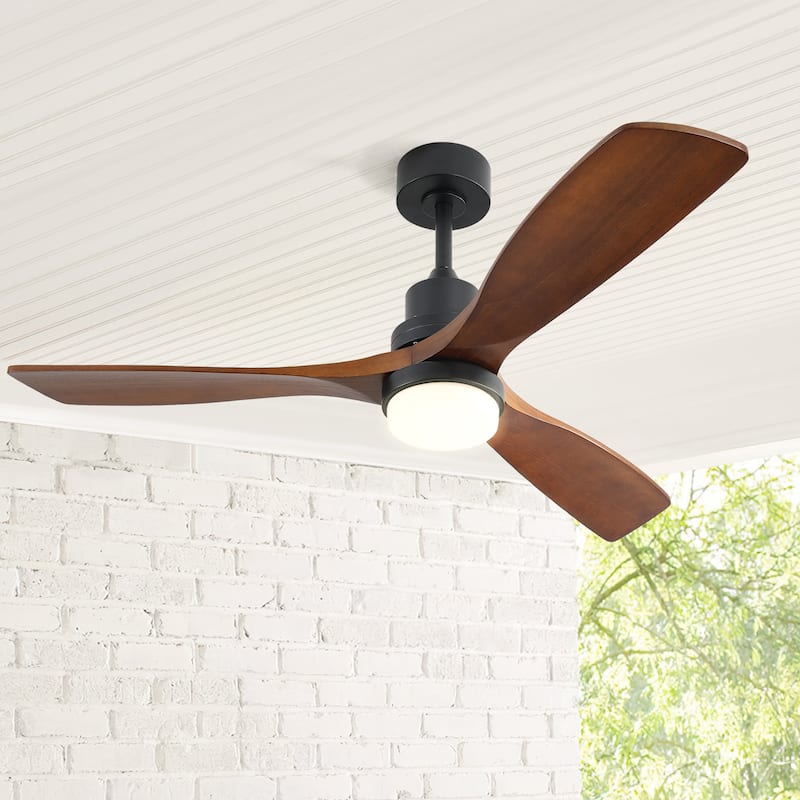 Sofucor 48/52 Inch Wood Ceiling Fan with Light and Remote/Smart App Voice Control, Dimmable Lights Included