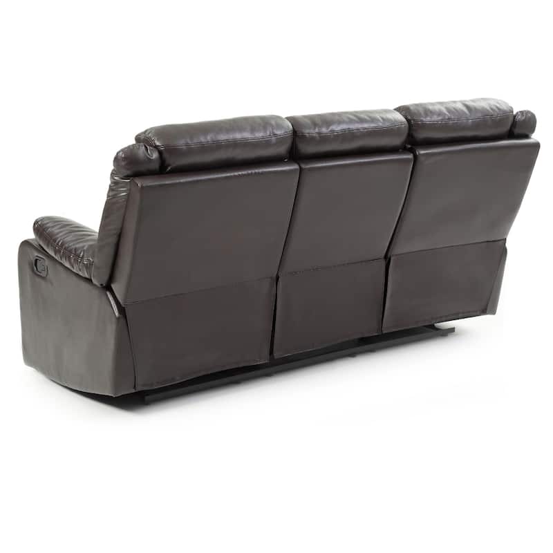 Faux leather 3-Seater Reclining Sofa - 76" - Dark Brown
