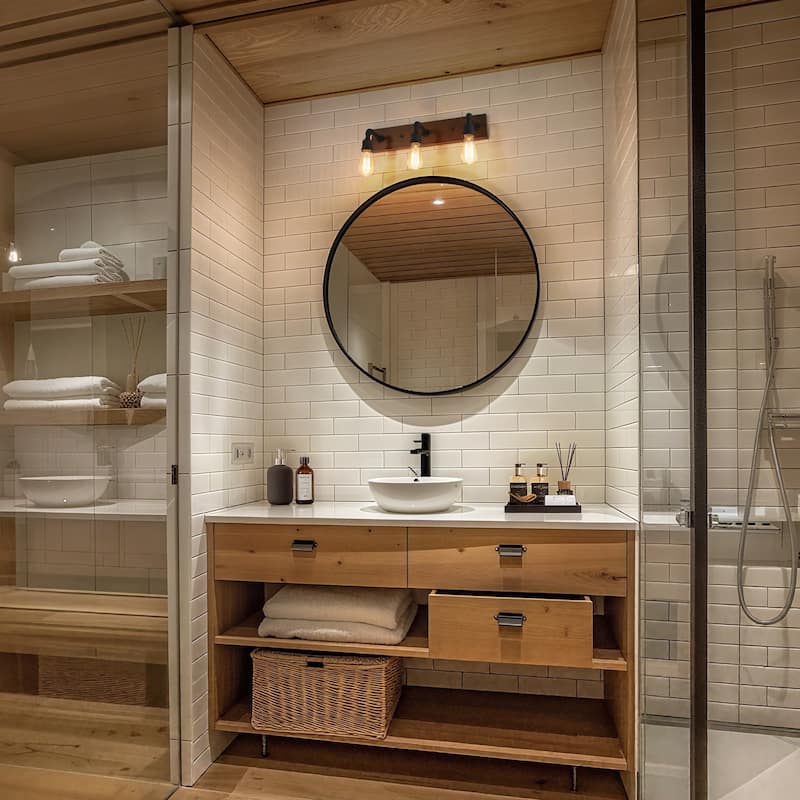Farmhouse 3-Light Rustic Bathroom Vanity Light Faux Wood Wall Sconces - W22.2"x H6.7"x E6.3"