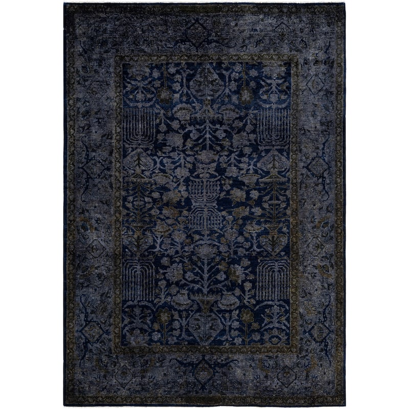 Overdyed One-of-a-Kind Hand-Knotted Area Rug - Navy - 6' 1" x 8' 10"