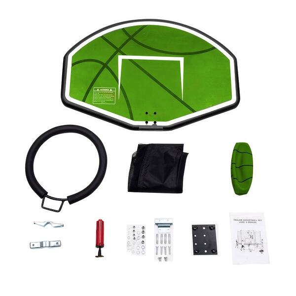 ExacMe Trampoline with Enclosure Net and Green Basketball Hoop, T8T16