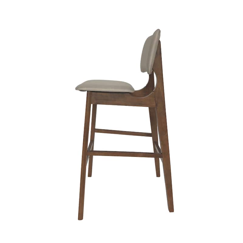 Mid-Century Modern Bar Stools With Soild Rubber Wood Frame, Set Of Two