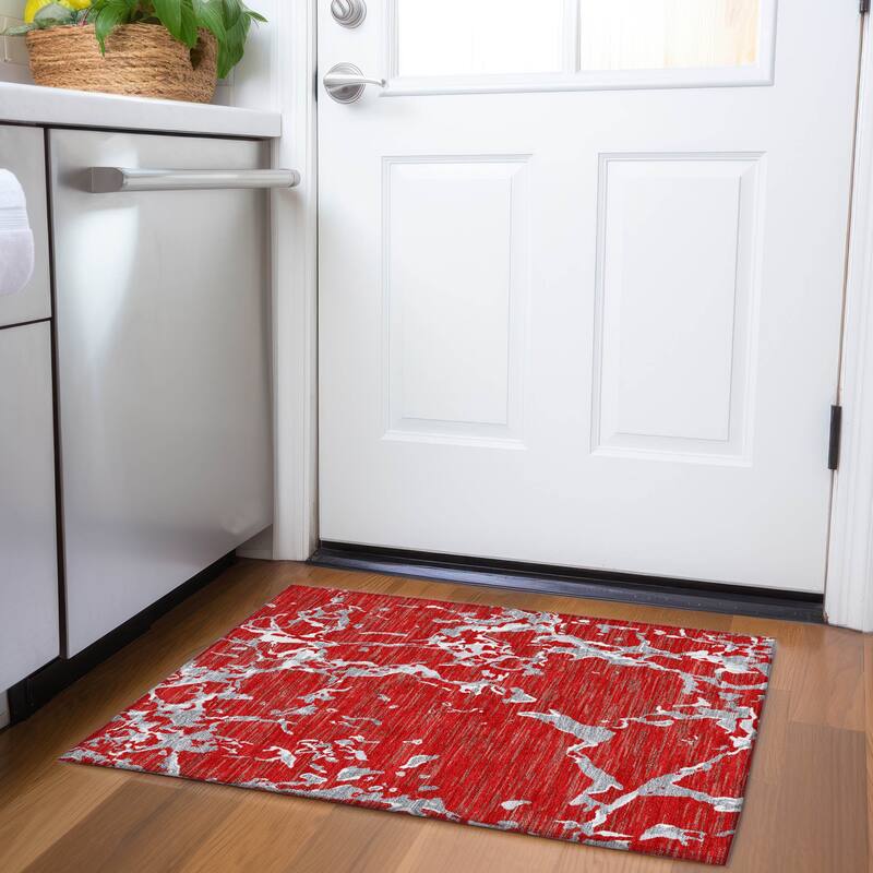 Premium Washable Super Soft Abstract Abrash Mayfield Rug - Red - 1'8" x 2'6"