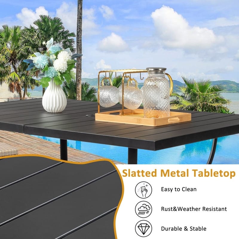 Patio 59 in. Wrought Iron Dining Table