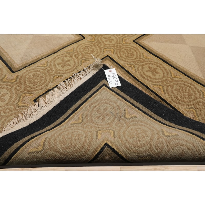 8x10 Hand Knotted Wool Ivory Tibetan Plush Pile French design Rug - 8' x 10'