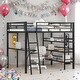 preview thumbnail 1 of 18, Full Loft Metal Bed with 3 Layers of Shelves and Desk,Maximized Space,Black Black