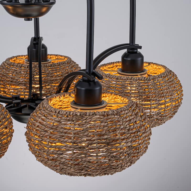 Vesper 5-light Modern Farmhouse Rustic Chandelier - 24 in. Wide/16 in. Tall