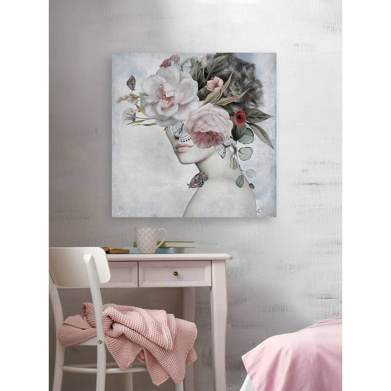 'Dreamy Flower Crown' Painting Print on Wrapped Canvas