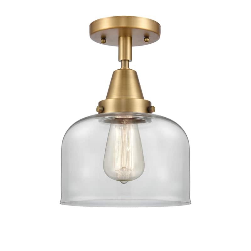 Innovations Lighting Caden Bell - 1 Light 8" Flush Mount - Clear/Brushed Brass