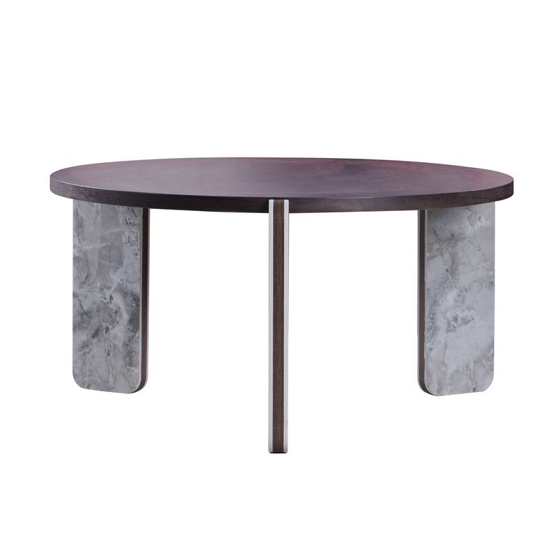 Round Nesting Coffee Table Set of 2, Sintered Stone Top Nesting Tables with Metal Frame, Modern Accent Side Table Set