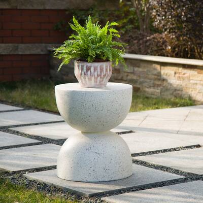 Glitzhome 18"H Modern Multi-functional MGO Faux Terrazzo Garden Stool Plant Stand Accent Table