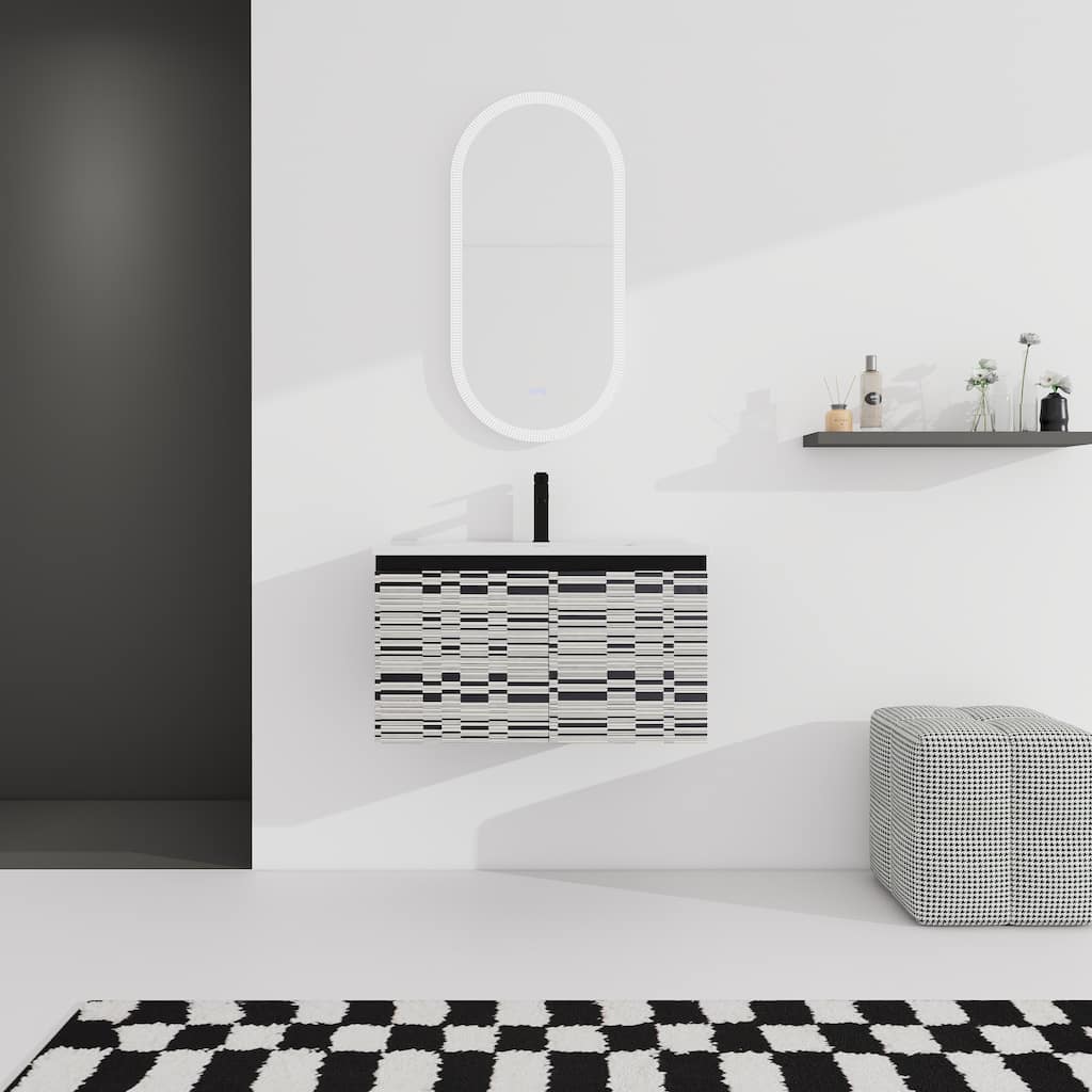 30"Floating Wall-Mounted Bathroom Vanity With Ceramics Sink & Soft-Close Cabinet Door