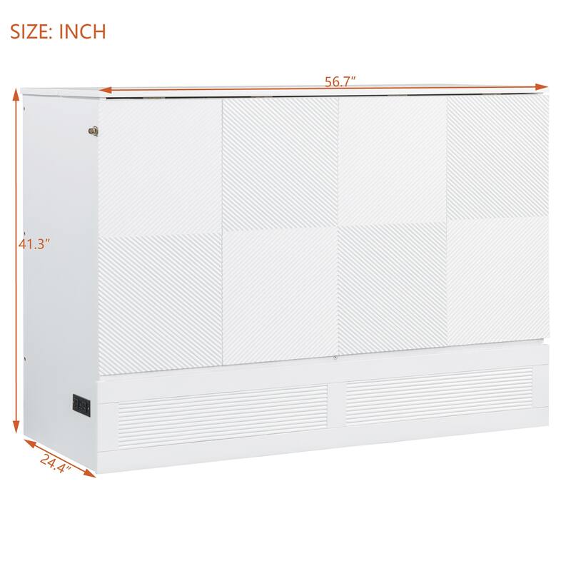 Full Size Murphy Bed with Storage Drawers, USB Ports, and Pulley Structure