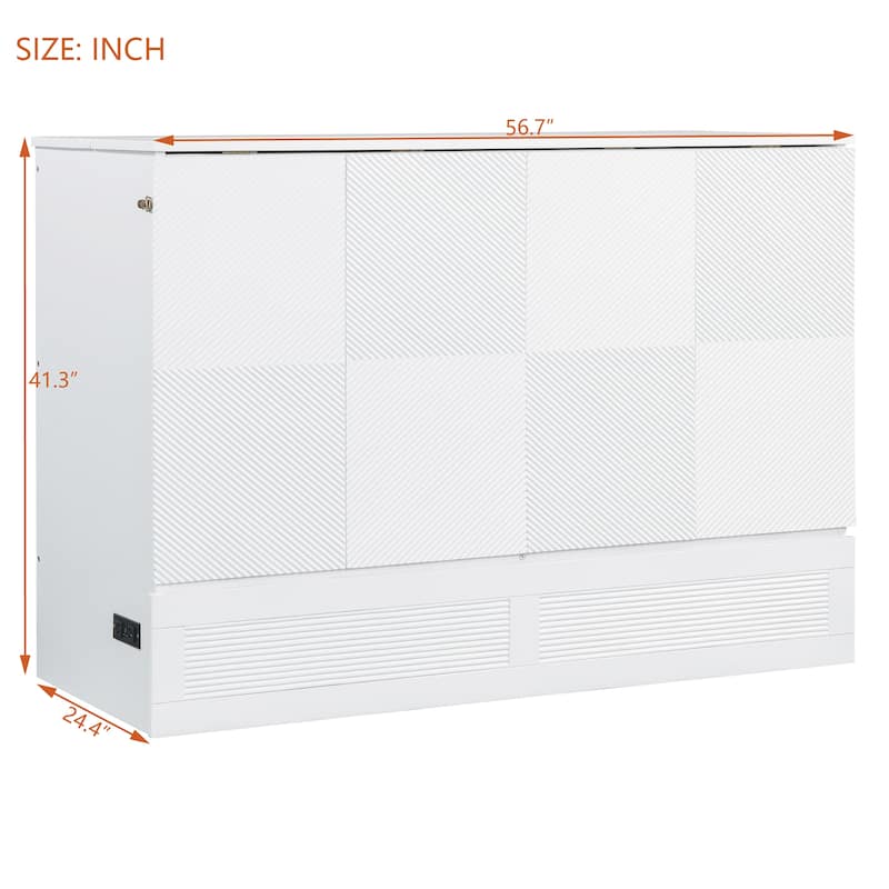 Full Size Roller Skate Murphy Bed - Space-Saving Wall Bed with Charging Station And Dual Storage Drawers