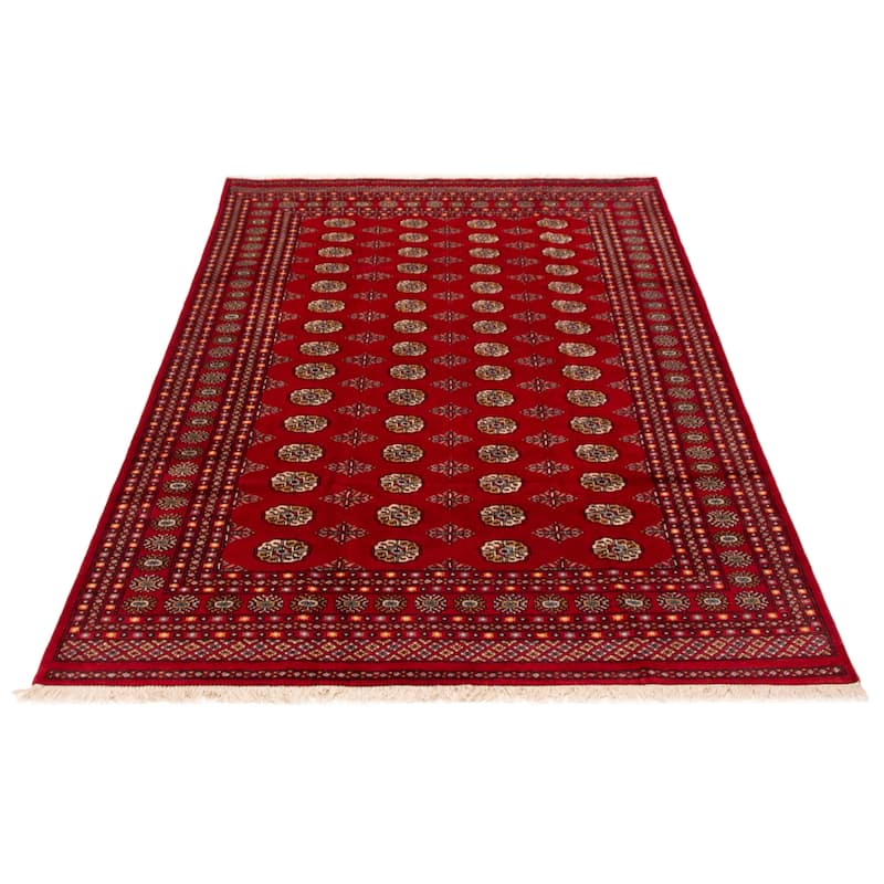 ECARPETGALLERY Hand-knotted Peshawar Bokhara Red Wool Rug - 6'9 x 10'2