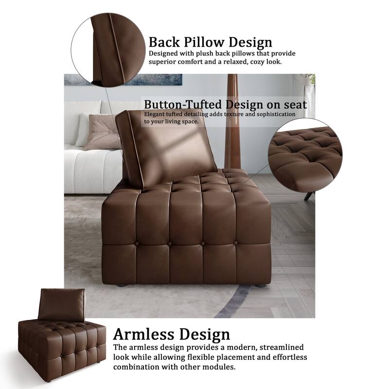 CraftPorch 2-Piece Elegance Button-Tufted PU Upholstered