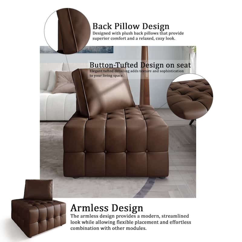 CraftPorch 4-Piece Elegance Button-Tufted PU Upholstered