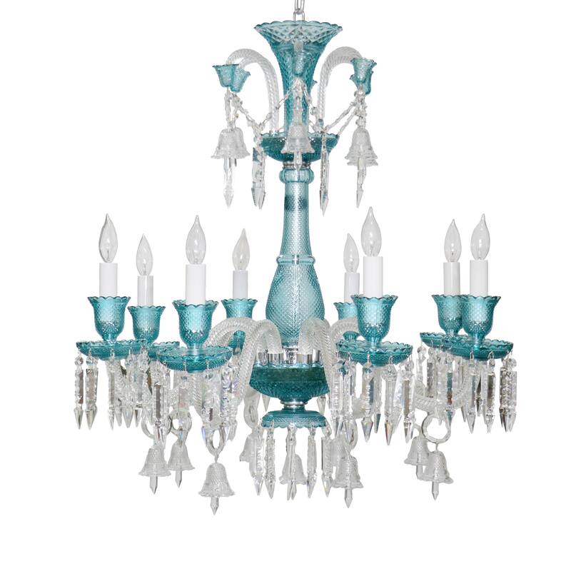 Pasargad Home Elegant Murano-Style Glass Chandelier - 30"D x 32"H - Teal