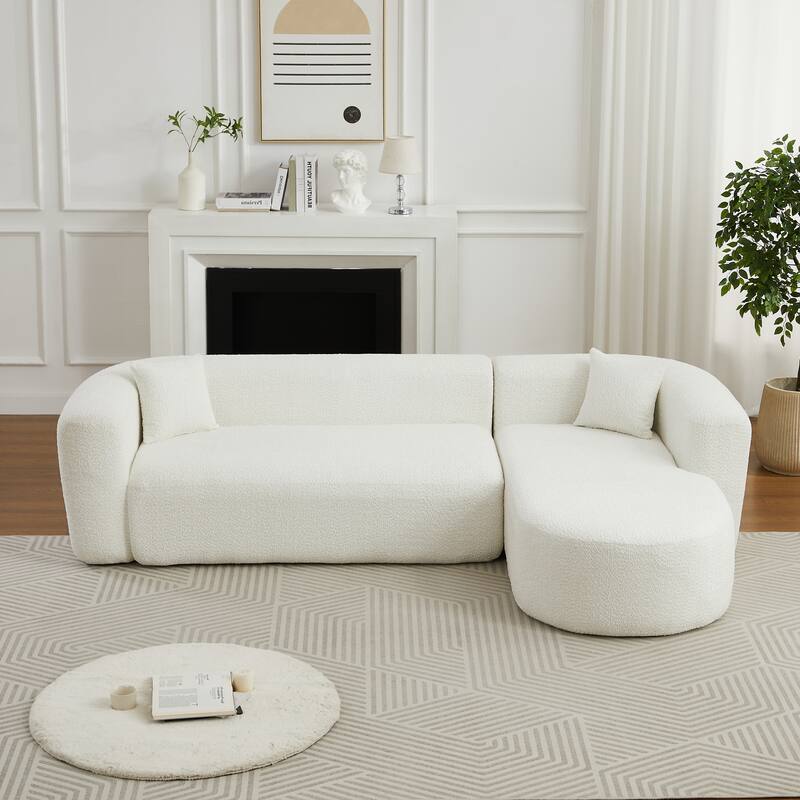 L-Shaped Modular Sectional Sofa, Comfy Chenille Boneless Cloud Couch, Corner Deep Seat Sofa with 2 Throw Pillows