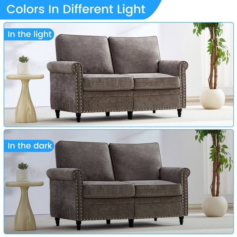 Mixoy 53.9''Chenille Living Room Sofa,Modern 2-Seater Sofa Couch,Loveseat Sofa with Unique Riveted Look