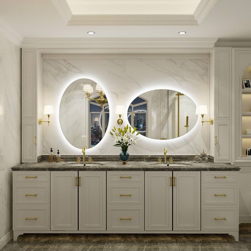 UL Certified Multiple shapes Frameless Anti-Fog 3 Colors Dimmable LED Backlit Wall Bathroom Vanity Mirror