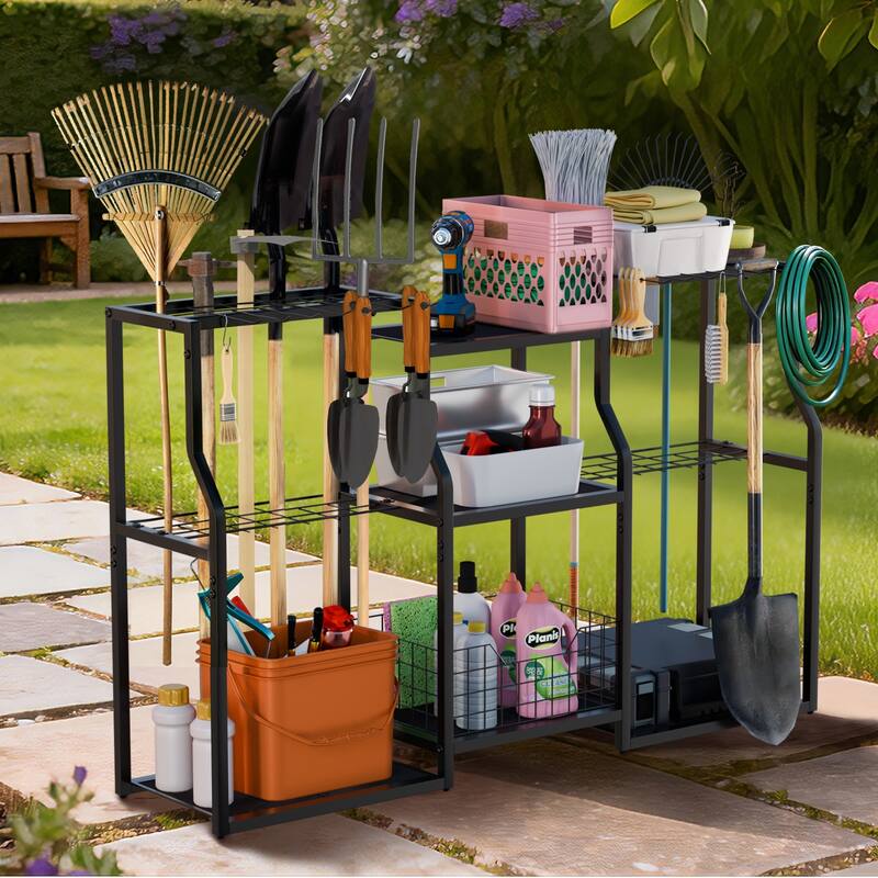 Garden Tool Organizer Stand Organization Yard Tool Racks with wheels