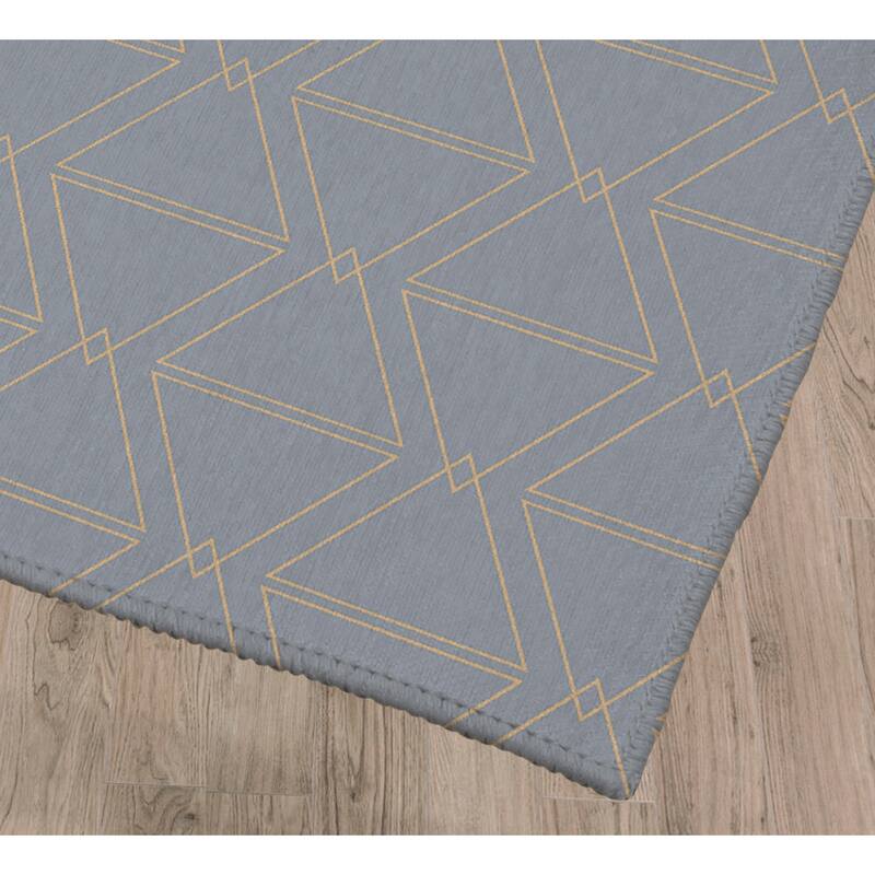 ISOSCELES BLUE and GOLD Kitchen Mat by Kavka Designs Bed Bath