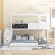 preview thumbnail 1 of 8, Twin Over Full House Bunk Bed w/Storage Staircase & Blackboard, White White