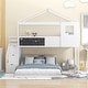 preview thumbnail 4 of 18, Twin over Full House Bunk Bed with Storage Staircase & Doodle Blackboard, Solid Wood Slats Support, Perfect for Kids' Bedroom