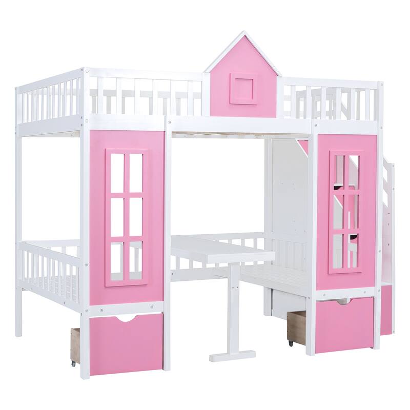 Bunk Bed with Changeable Table, Bunk Bed Turn into Upper Bed and Down Desk