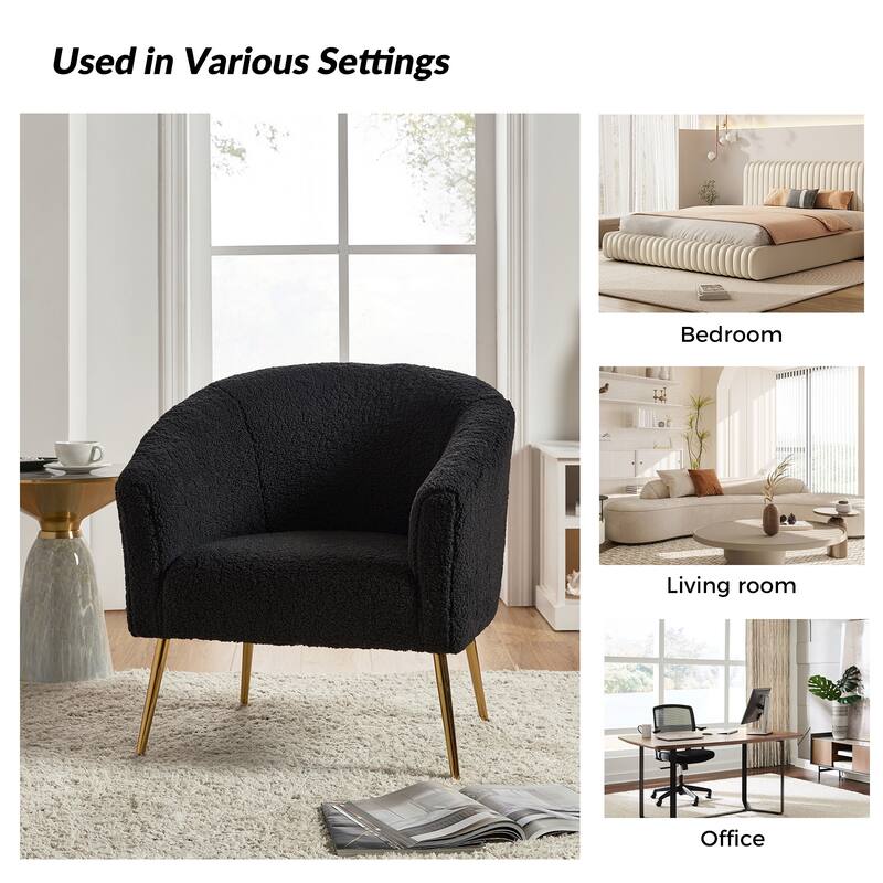 Rovigo Modern Upholstered Living Room Accent Barrel Chair with Metal Legs by HULALA HOME